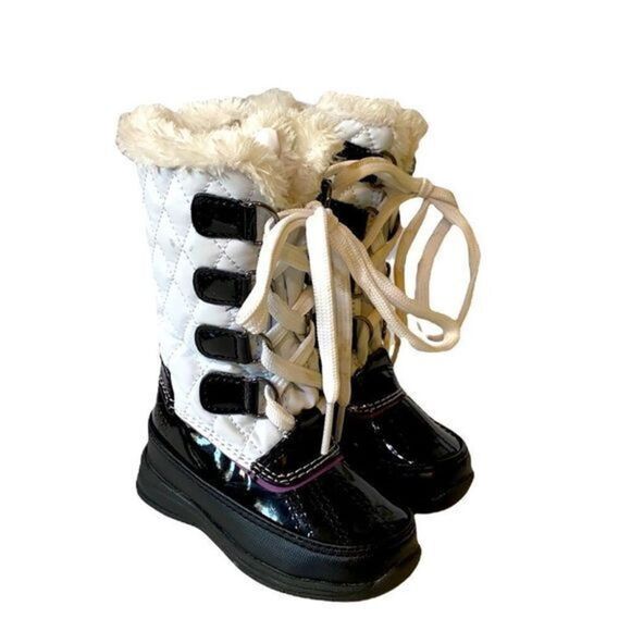 Totes Little Katie K Snow Boots 5 Quilted Patent - Picture 1 of 6